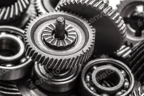 Preview: Gear metal wheels, isolated on white background