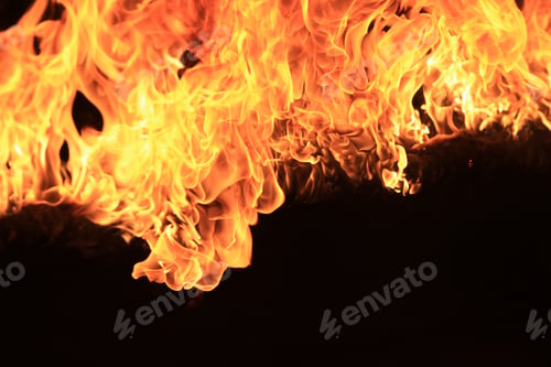 Preview: Blazing flames on black background