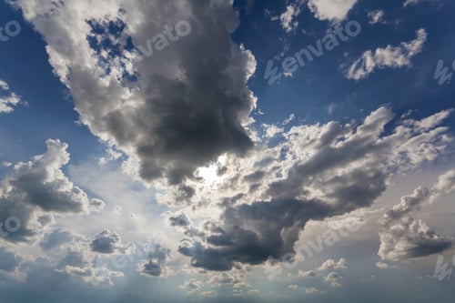 Preview: Fantastic panorama view of bright white puffy clouds