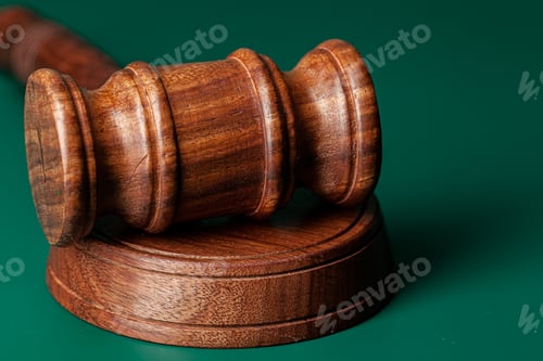 Preview: Wooden judges gavel on table close up