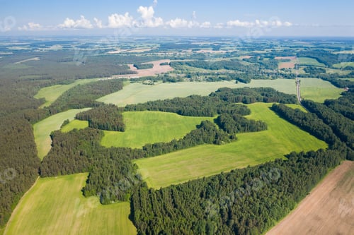 Preview: view from the height of the green field and the forest near Minsk.Belarus.Nature of Belarus