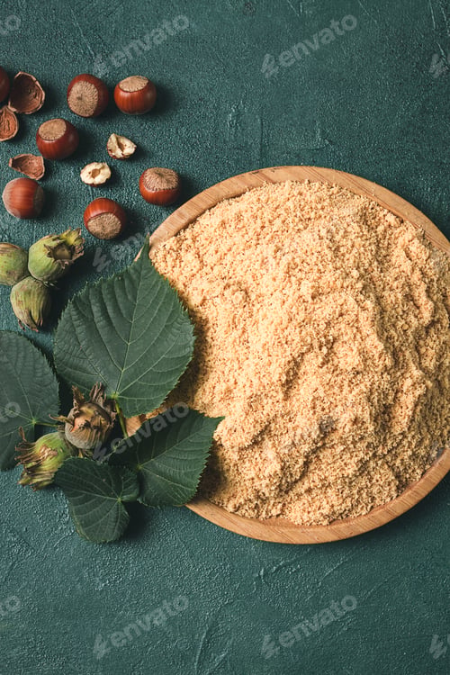 Preview: hazelnut flour, top view, filbert, cobnut, top view, no people,