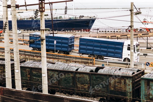 Preview: Logistics import export background and container cargo transport concept