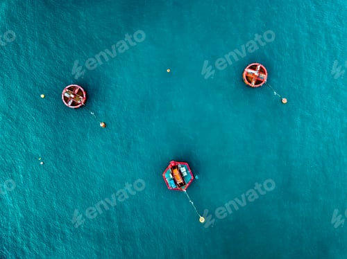 Preview: Aerial view of Blue Sea surface with buoys