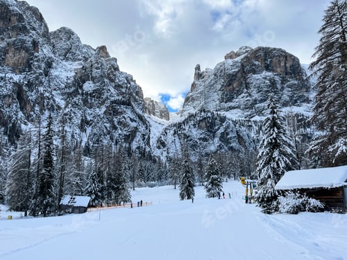 Preview: Snowy Slopes and Mountain Views on Winter Day