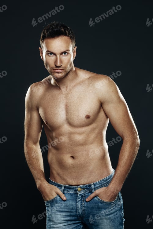 Preview: Handsome man shirtless posing in the studio