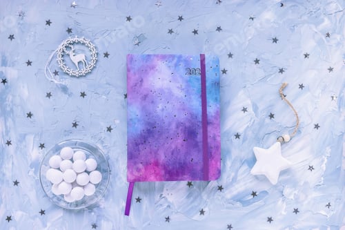 Preview: Winter To Do List on blue with stars background