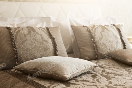 Preview: Interior of double bed hotel bedroom