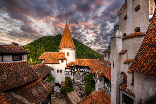 Preview: Bran Castle at sunset. The famous Dracula's castle in Transylvania, Romania