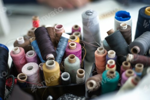 Preview: Closeup shot of colorful rolls of thread