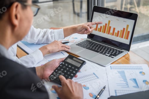 Preview: business team colleagues consultation and discussion marketing plan meeting concept on financial