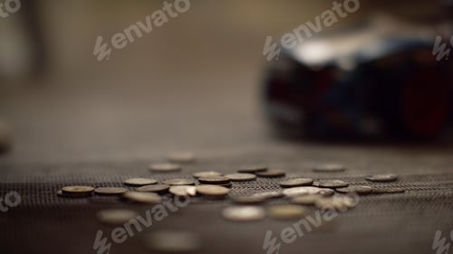 Preview: Coins money poured from piggy Bank. Finance concept