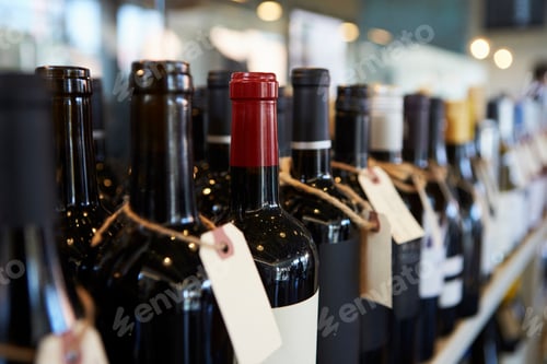 Preview: Bottles Of Wine On Display In Delicatessen