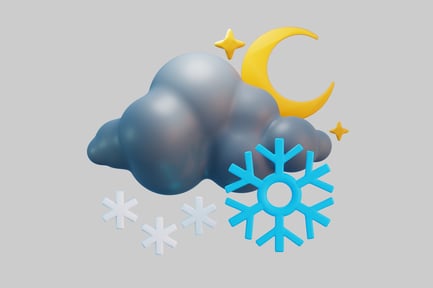 Preview: Cloudy night with snowflakes and moon