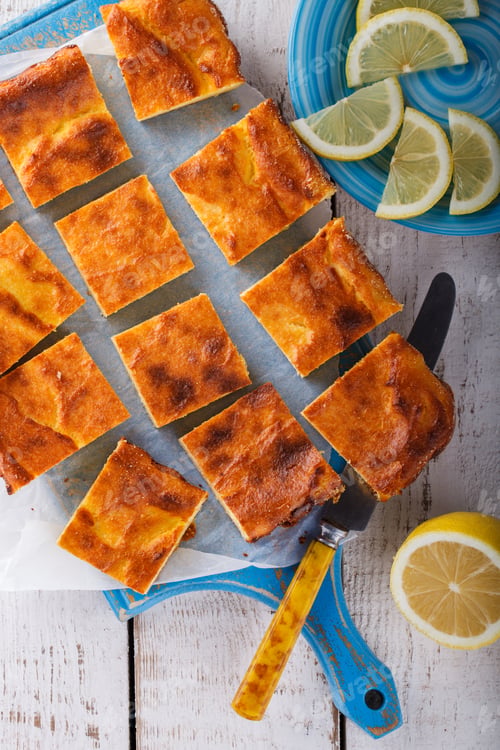 Preview: Cottage cheese pudding cake with lemon