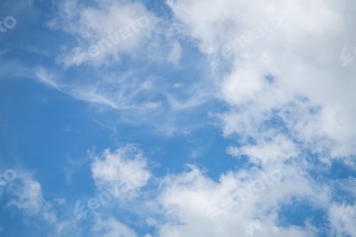 Preview: Beautiful blue sky and white cumulus clouds abstract background. Cloudscape background. Blue sky