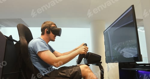Preview: Man racing in VR headset