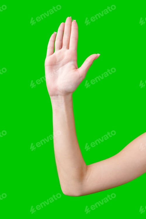 Preview: Female Hand Making Gesture Against Green Screen