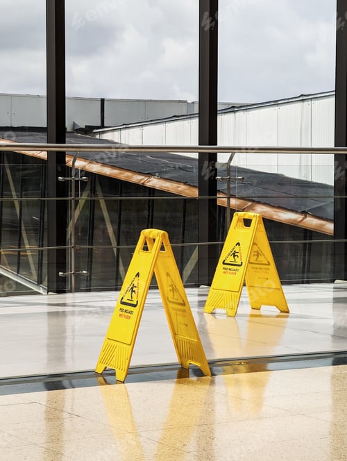 Preview: Wet floor markings in an airport