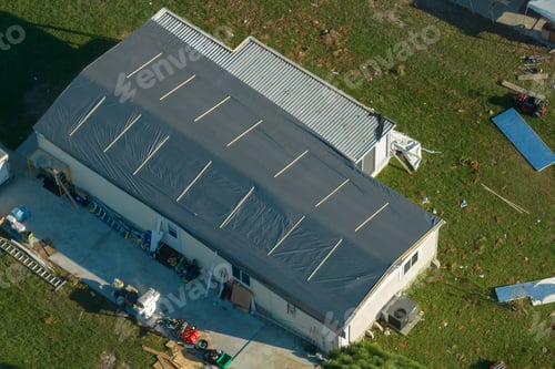 Preview: View from abover of damaged mobile homes after hurricane Ian in Florida