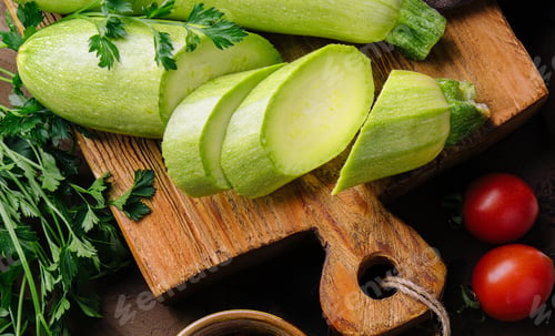 Preview: green zucchini slices on top view