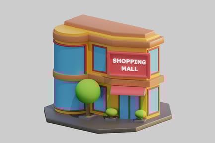 Preview: Cartoon shopping mall building asset