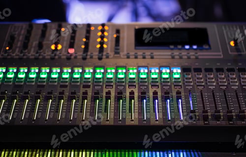 Preview: Digital mixer in a recording Studio. Work with sound. The concept of creativity and show business.