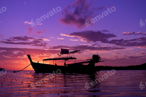 Preview: Long tail fishing boats at sunet