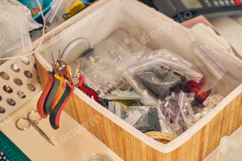 Preview: Necessary products and detail thing for making elegant accessories in brown box