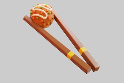 Preview: 3D Japanese Takoyaki With Chopsticks