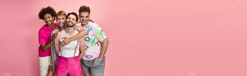 Preview: Vibrant group of friends celebrating pride together in a colorful and inclusive atmosphere