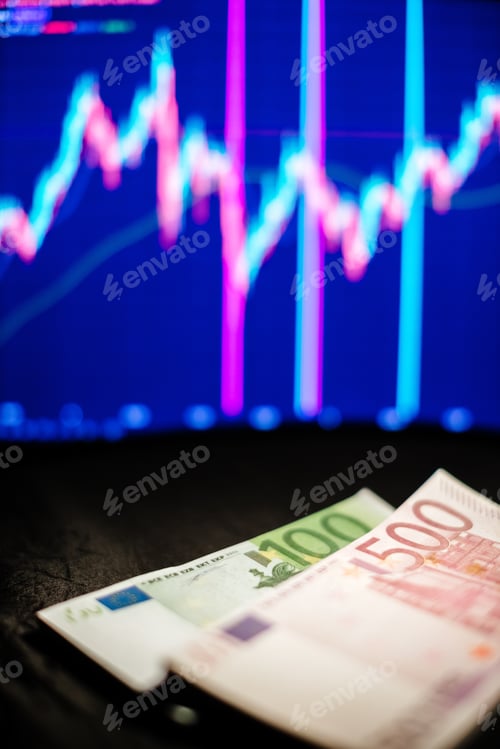 Preview: Euro Banknotes with Chart Background for Business