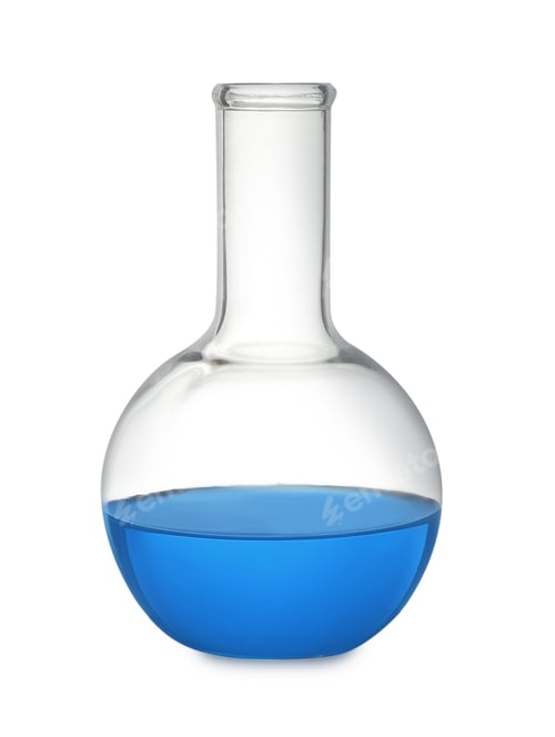 Preview: Florence flask with blue liquid isolated on white