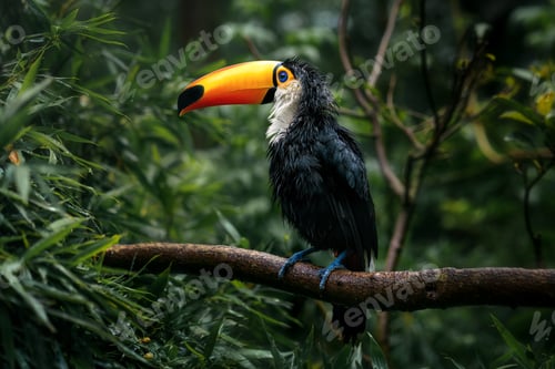 Preview: Soaked Wet Toco Toucan (Ramphastos toco)