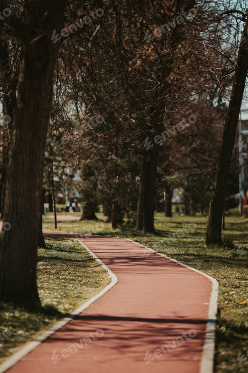Preview: Serene landscape of an empty pathway in a park