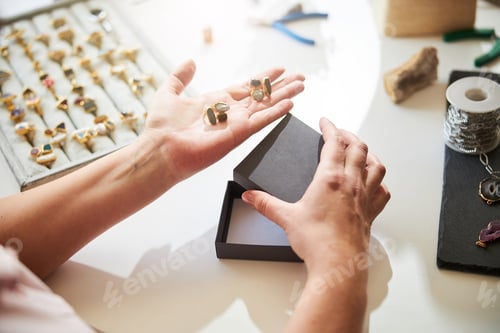 Preview: Professional jeweler demonstrating her gorgeous jewelry items