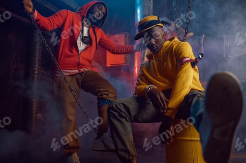 Preview: Two stylish rappers dancing in studio