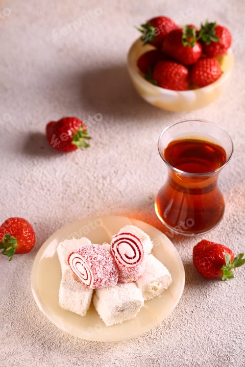 Preview: turkish arabic sweets lokum for treat and dessert