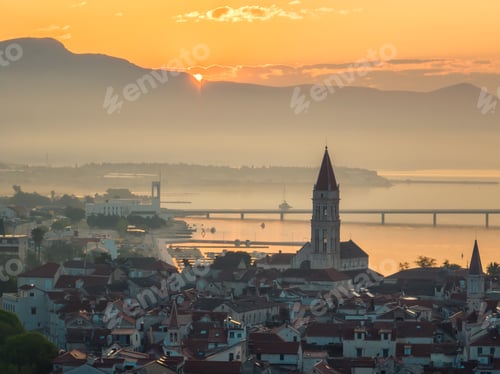 Preview: Picturesque town of Trogir in Croatia at sunrise