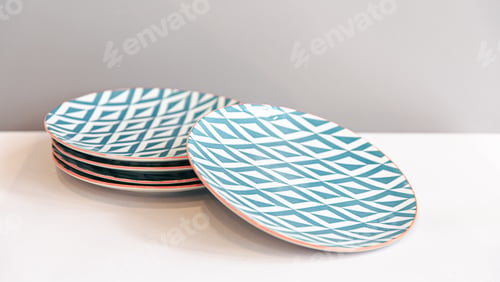 Preview: Close-up, set of stylish texture plates isolated.