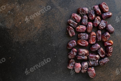 Preview: Date Fruit Healthy Tasty Sweet Dried Fruit Snack Healthy Meal Top View Copy Space For Text Food