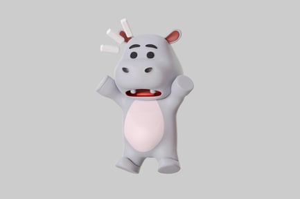 Preview: Cartoon hippo cheerful pose character
