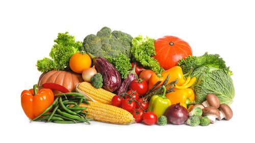 Preview: Different fresh ripe vegetables on white background
