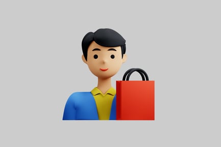Preview: Cartoon shopper with red bag