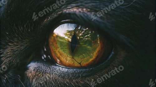 Preview: Close-up Animal Eye with Autumn Forest Reflection