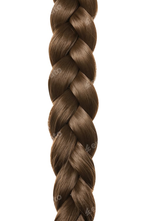 Preview: Beautiful long braid on white background. Healthy hair
