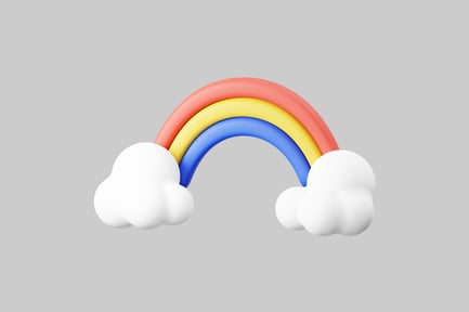 Preview: Colorful rainbow with white clouds