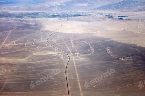 Preview: Aerial view at wind turbines