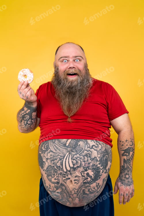 Preview: Oversize man hungry for fat food