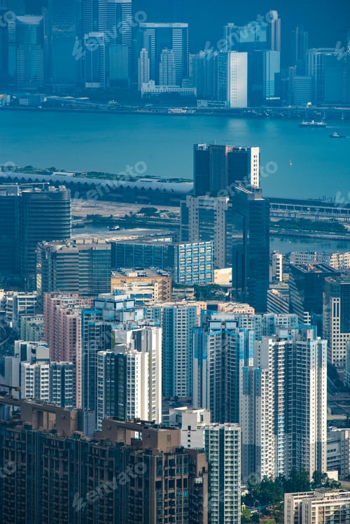 Preview: Hong Kong, China skyscraper building in modern city landscape, business urban center of Asia
